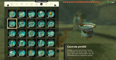 Infografía que muestra los diversos platos y elixires disponibles en el sistema de cocina de Breath of the Wild
