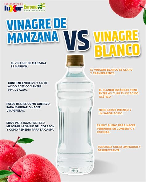 Esquema detallado de las diferencias visuales y de sabor entre el vinagre de arroz, el de vino y el de manzana.