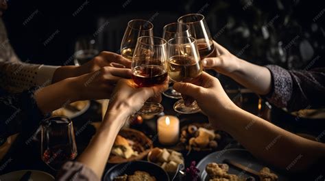 Empanadas surtidas y copas de vino con un fondo festivo