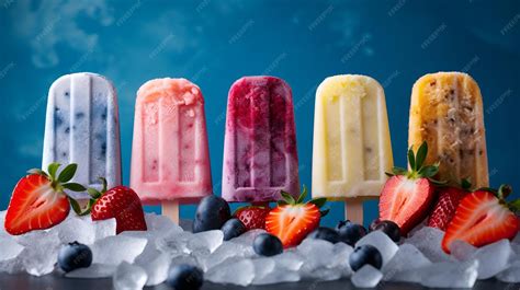 Foto de surtido de paletas de frutas frescas de Helados La Italiana