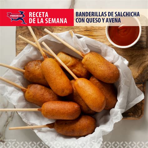 Esquema de preparación de banderillas de salchicha envueltas en queso y cubiertas con tempura