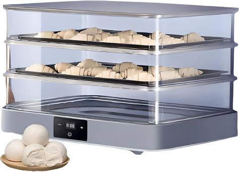 Esquema de una cámara de fermentación: control de temperatura, humedad y flujo de aire interno para masas de pan.
