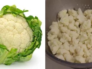 Coliflor cocinada a la brasa, lista para ser incorporada en una ensalada.