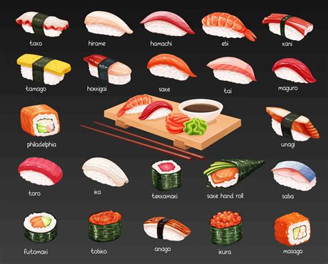 Un plato variado de sushi con diferentes tipos de rolls y nigiris