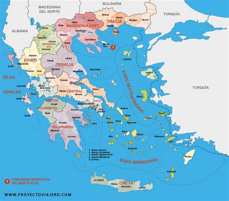 Mapa de las regiones griegas donde se produce el queso feta