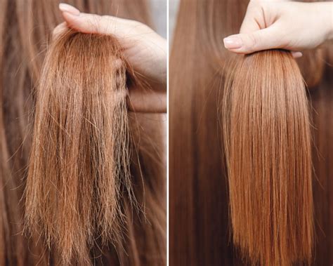 Comparativa del cabello seco y encrespado vs. cabello hidratado y brillante