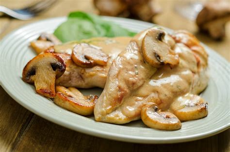 Proceso de cocción de la salsa con pollo y champiñones