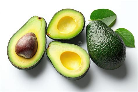 Aguacates frescos enteros y cortados, mostrando su pulpa verde