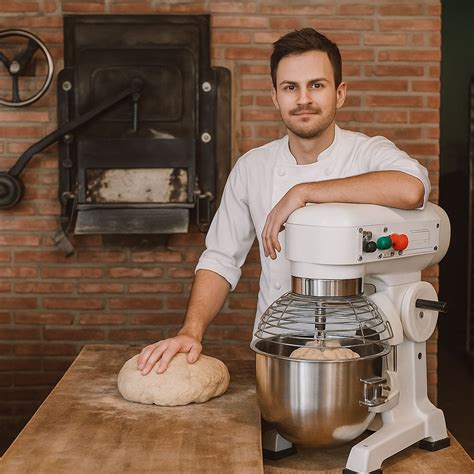 Persona preparando masa de pan integral en amasadora