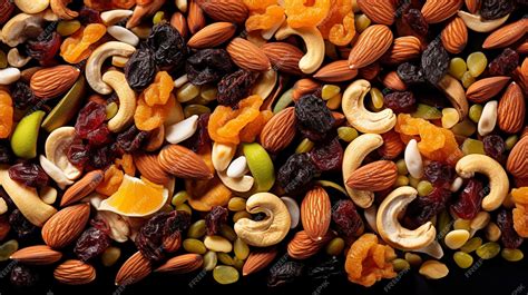 Composición visual de frutos secos y semillas.