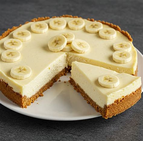 Cheesecake de plátano horneado recién salido del horno, mostrando su textura