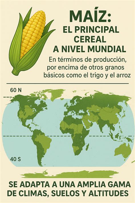 Infografía mostrando la expansión del cultivo de maíz desde Mesoamérica a los Andes y su importancia en diversas civilizaciones prehispánicas.