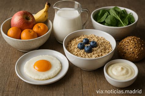 Composición de un desayuno equilibrado para deportistas.