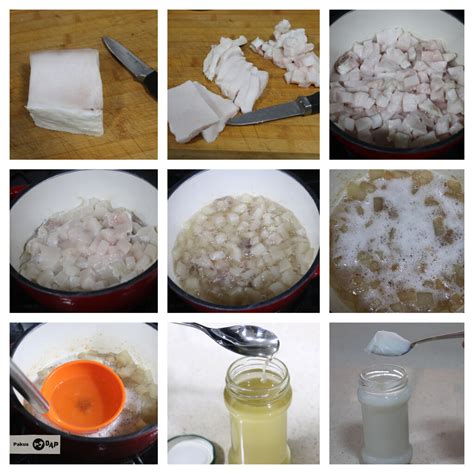 Botes de cristal con manteca de cerdo casera recién hecha y chicharrones crujientes