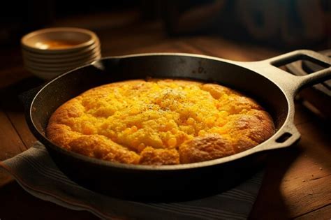 Pan de maíz horneándose en una sartén de hierro fundido