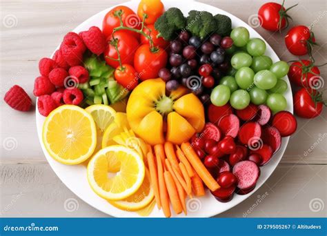 Imagen de un plato colorido con una variedad de frutas y verduras frescas.