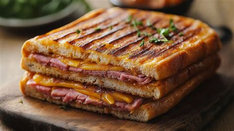 Sándwich cubano prensado en una plancha