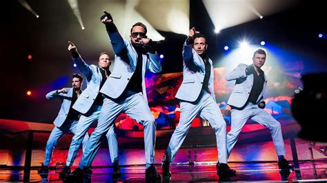 The Backstreet Boys performing on stage for their 