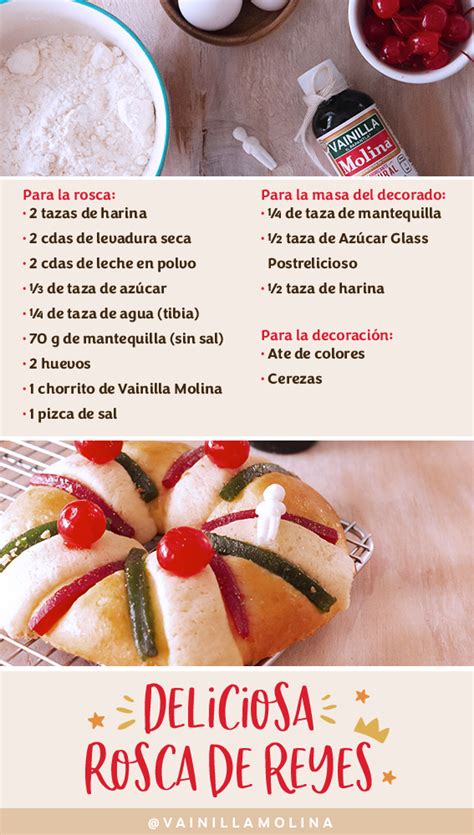 Variedad de ingredientes para la Rosca de Reyes, incluyendo frutas cristalizadas y extracto de azahar