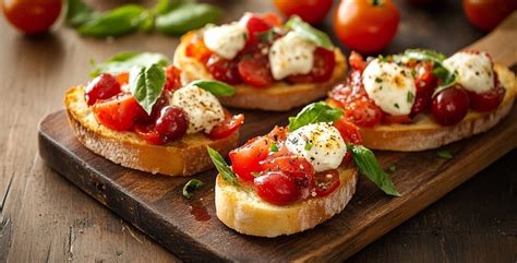 Proceso de preparación del topping de bruschetta con tomates, mozzarella y albahaca en un bol