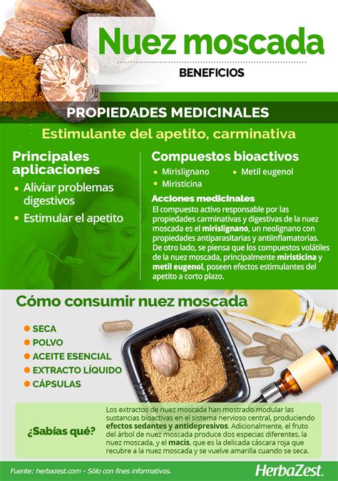 Infografía sobre los beneficios de la nuez moscada para la salud