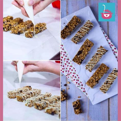 Esquema de los pasos para hacer barritas de cereal con manzana y granola