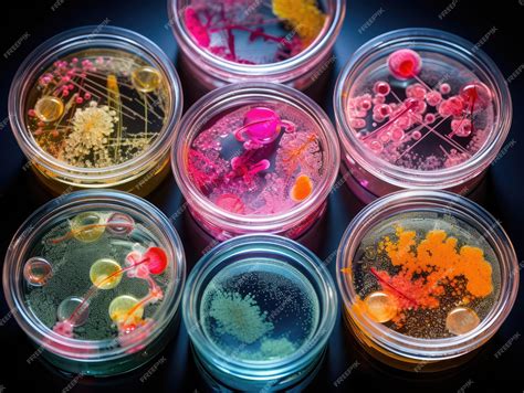 Placa Petri con medio de cultivo y colonias microbianas