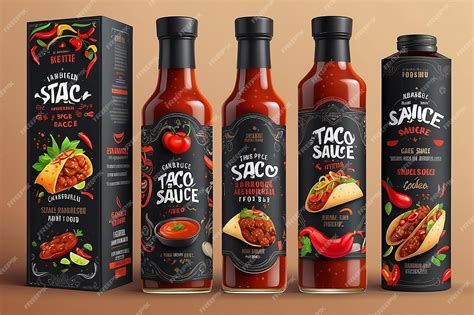 Envases de salsa con diseños de etiquetas atractivos y marcas distintivas