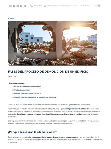 Esquema o fotografía del proceso de demolición de una estructura antigua