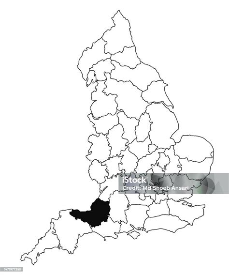 Mapa del condado de Somerset en Inglaterra, destacando la región de Cheddar