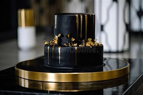Ilustración de un pastel elegante con detalles dorados.