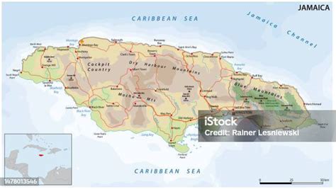 Mapa histórico de Jamaica con áreas de cimarrones y taínos