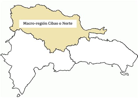 Mapa de la República Dominicana destacando la región del Cibao como cuna del merengue típico
