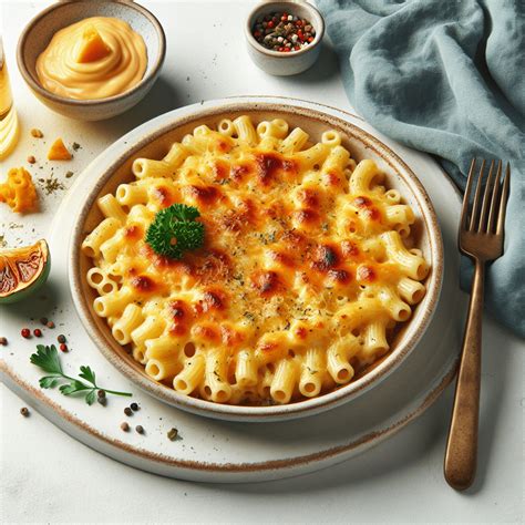 Plato apetitoso de macarrones con queso gratinados