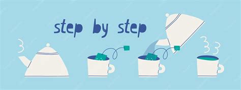 Ilustración paso a paso de cómo preparar té en una tetera