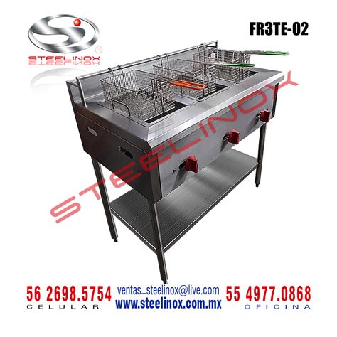 Freidora industrial de acero inoxidable para empanadas con doble quemador