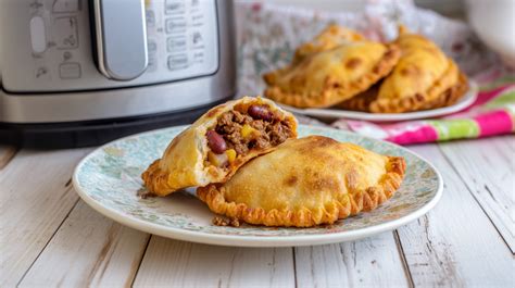 Empanadas crujientes recién hechas en una freidora de aire