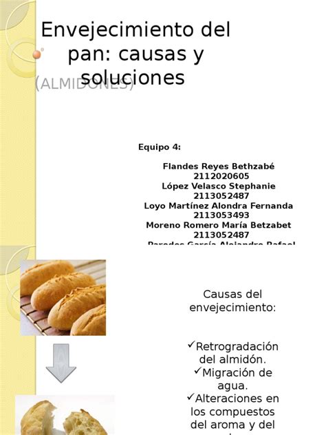 Esquema del proceso de envejecimiento del pan y la retrogradación del almidón