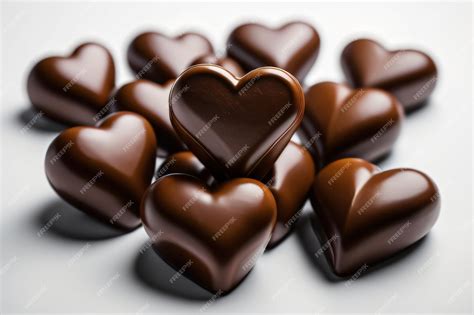 Bombones de chocolate con forma de corazón y decoración de grosella