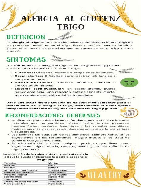 Infografía comparativa entre alergia al trigo, enfermedad celíaca y sensibilidad al gluten