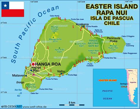 Mapa de la Isla de Pascua (Rapa Nui) destacando las zonas protegidas del parque nacional bajo administración indígena.