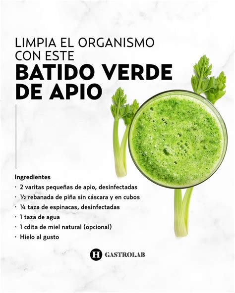 Infografía con los ingredientes principales de un batido verde de espinaca y pepino.