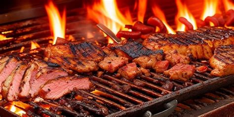 Foto de una parrillada con carnes y salsa barbacoa