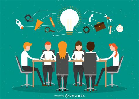 Ilustración de un equipo de trabajo colaborando en la oficina.