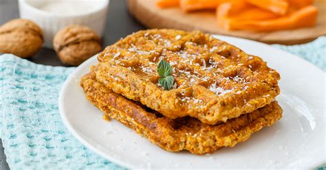 Waffles de zanahoria y arroz con crema de coco