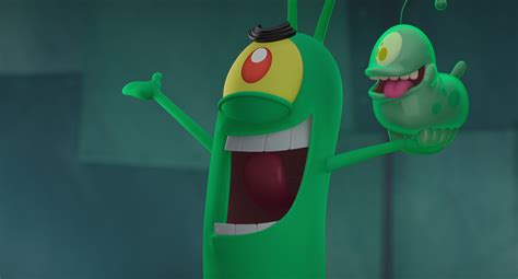 Ilustración de Sheldon J. Plankton, destacando su pequeño tamaño y su expresión malévola.