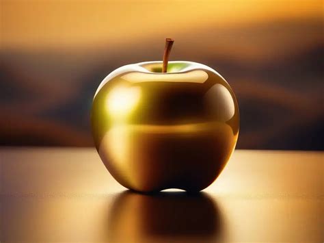 Detalle de la manzana dorada con la inscripción 