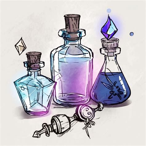 Botellas de pociones y esencia de díctamo