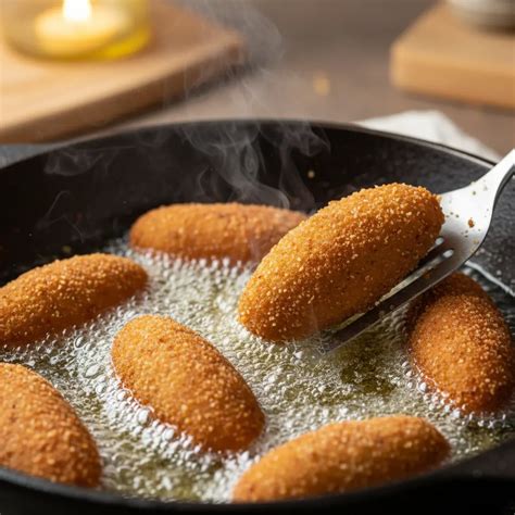 Fritos de atún dorándose en aceite caliente
