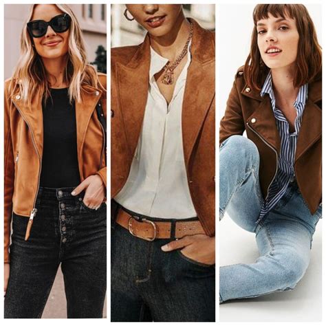 Ilustración de diferentes looks con chaqueta salmón